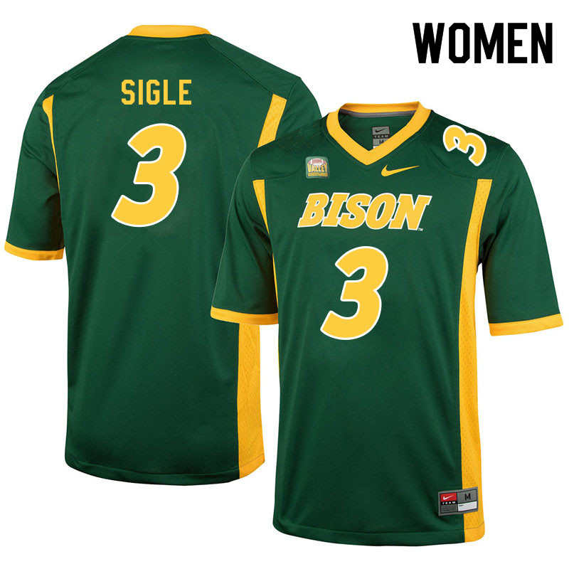 Women #3 Marques Sigle North Dakota State Bison College Football Jerseys Sale-Green